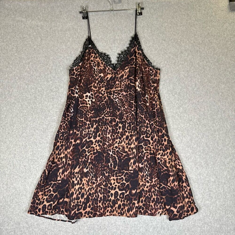 One Teaspoon Big Cat Delirious Slip Dress Sz XS leopard brown black NWT